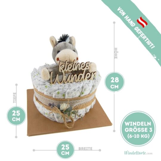 Windeltorte-Vintage-Boho-Jute-Klein-Masse